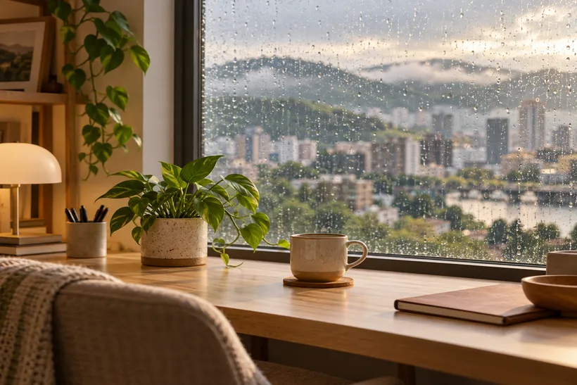下雨的窗邊(示意圖)